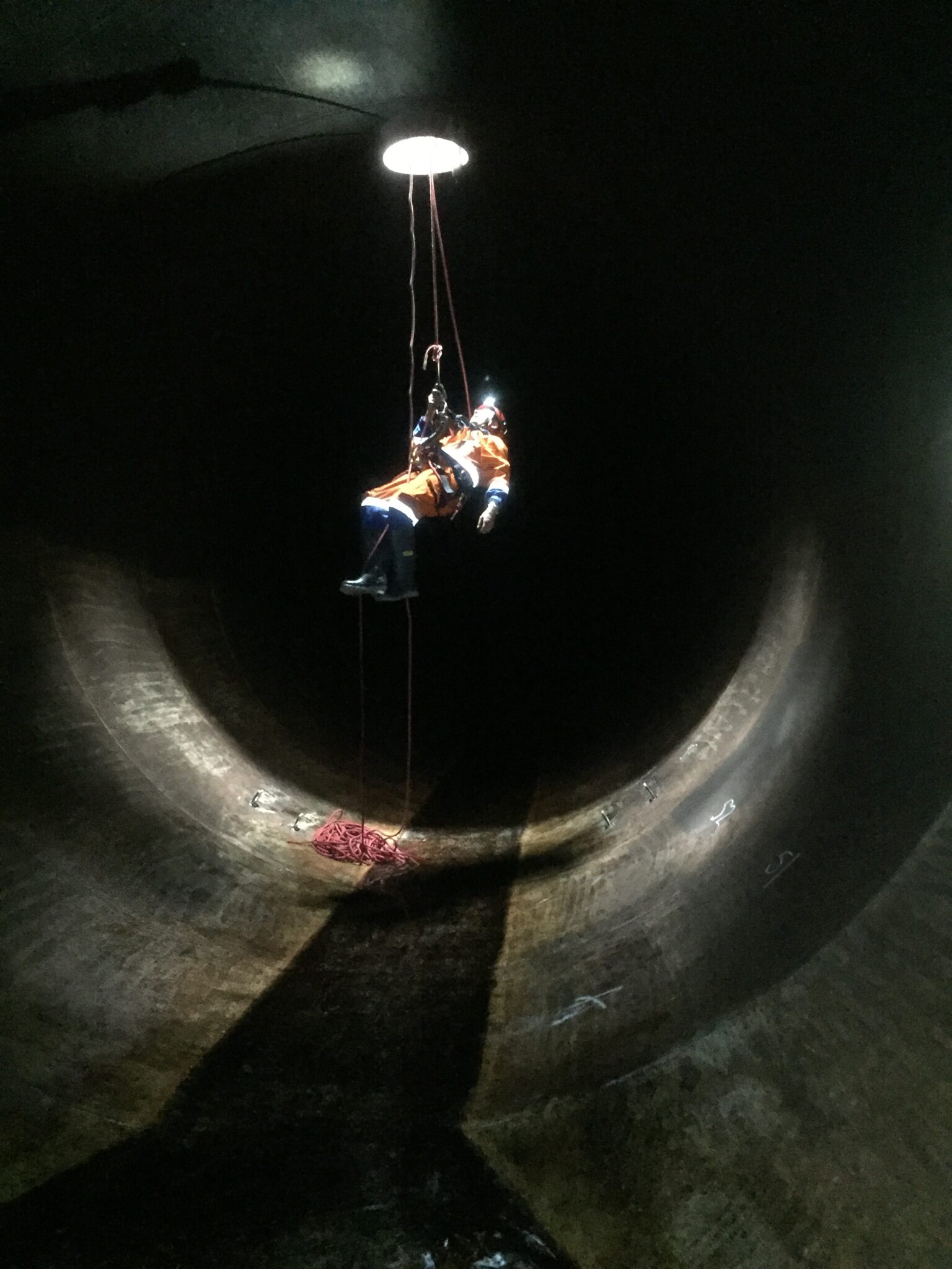 Accessing a penstock to carry out laser scanning for corrosion mapping