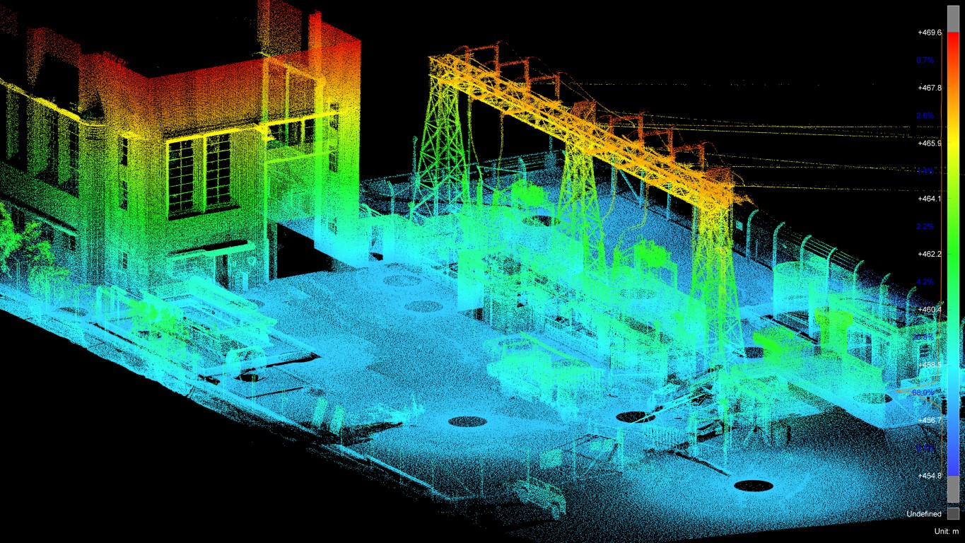 3D point cloud of 3D scanning of a switch yard.