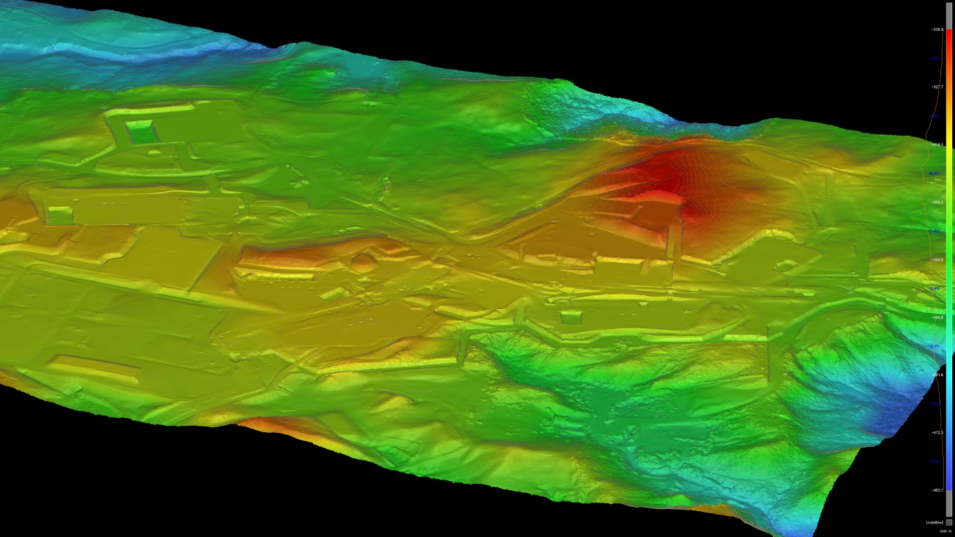 Digital terrain model created from a point cloud (DTM)